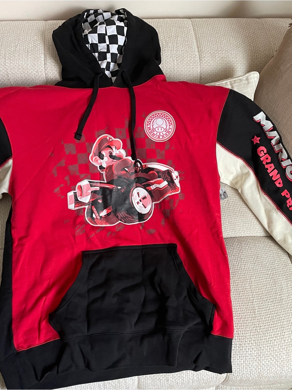 Nintendo Red and Black Mario Kart Pullover Hoodie
